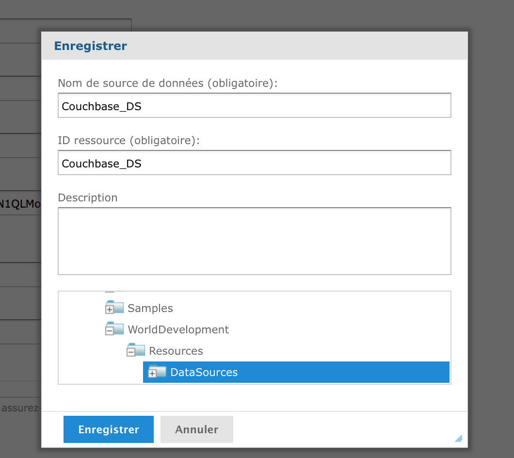 Enregistrer la source de données