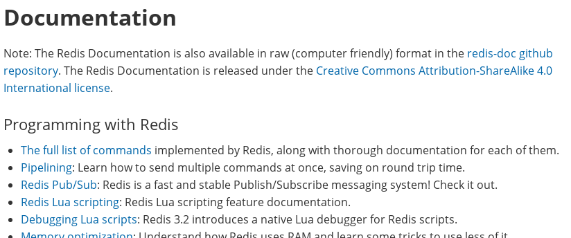 Redis documentation